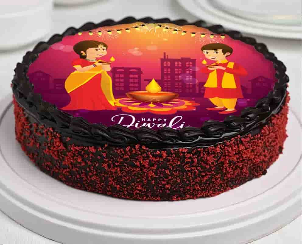 Happy Diwali Cake - Dark Chocolate Cake