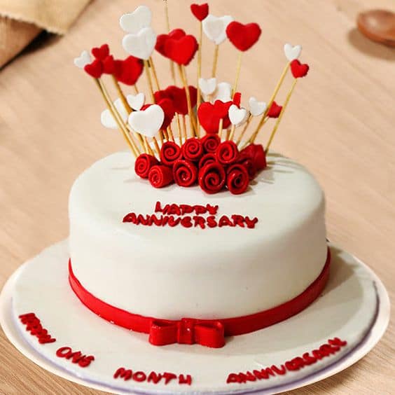 Anniversary Couple Heart Cake