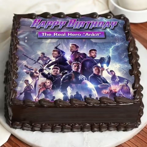 Avengers Birthday Photo Cake - Blue