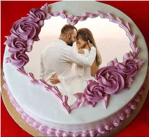 Anniversary Photo heart cake