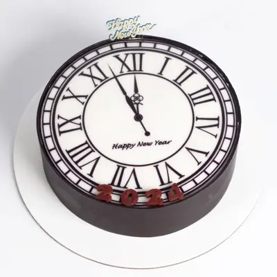 New Year Roman Clock Cake White