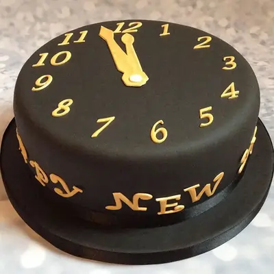 New Year Clock Cake Gold